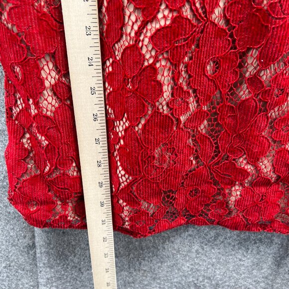 Free People Dress Women 6 Red Lace Over Nude Sleeveless Lined Mini Pencil - Picture 4 of 10